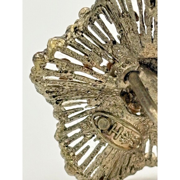 Vintage SOHO Signed Hair Stick Aurora Borealis Floral Jewelry Goldtone Metal HTF - Picture 14 of 16